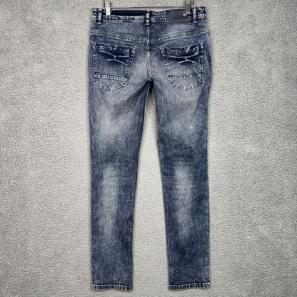 COBB Italy Jeans Mens Size 34 (Fit 32x32) Blue Acid Wash Slim Ultra Narrow Fit - Picture 7 of 16